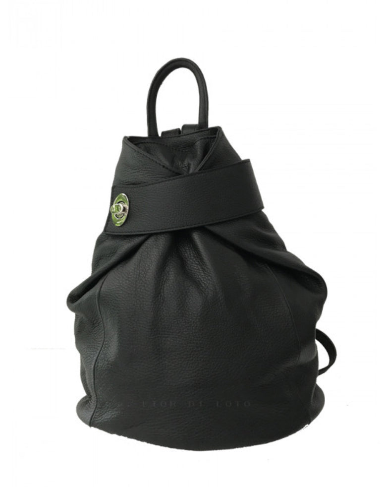 Sac à dos en cuir Eliza: noir