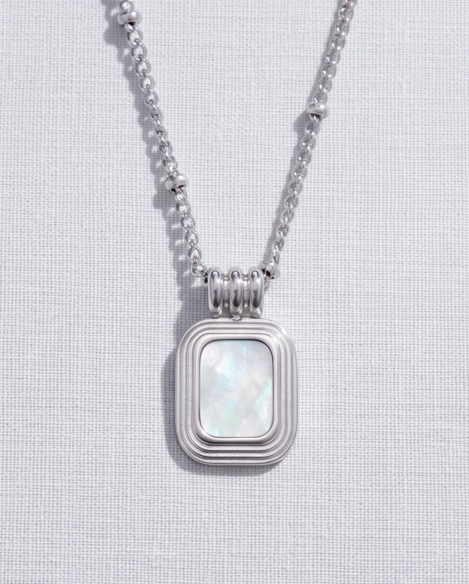 Elodie Silver Stainless Steel Mother-of-Pearl Necklace ✨🤍