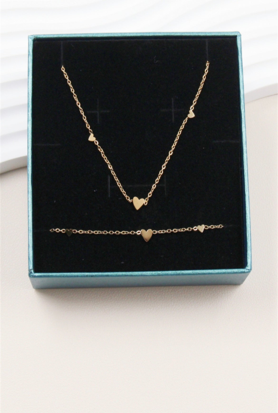 Parure coeur avec coffret bijoux