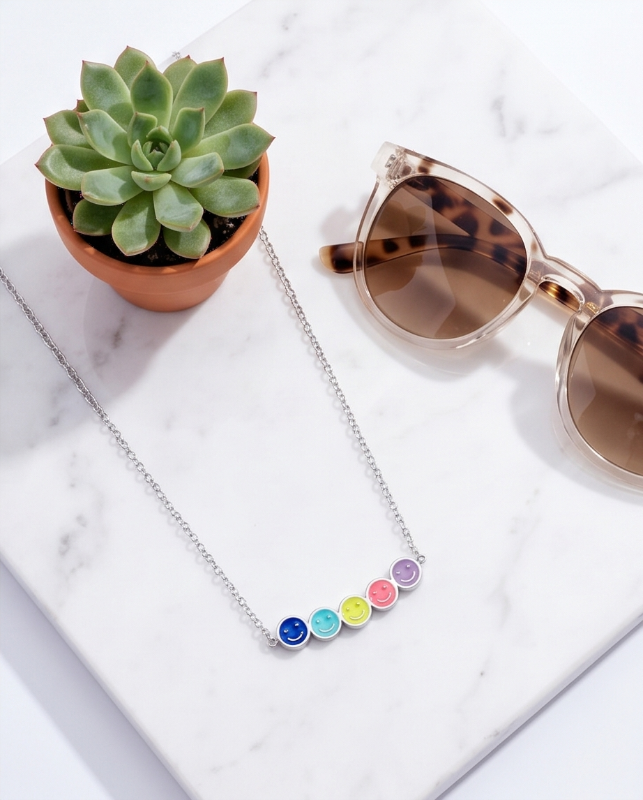 Stainless Steel Smiley Necklace – Everyday Elegance