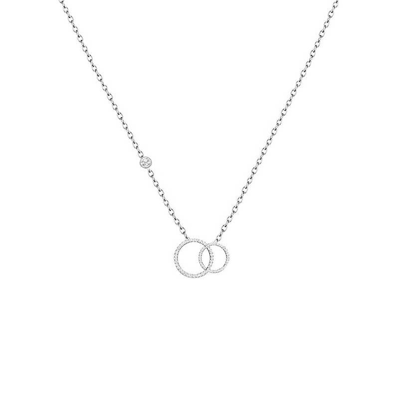 Collier Lulu double cercle et avec strass: argenté