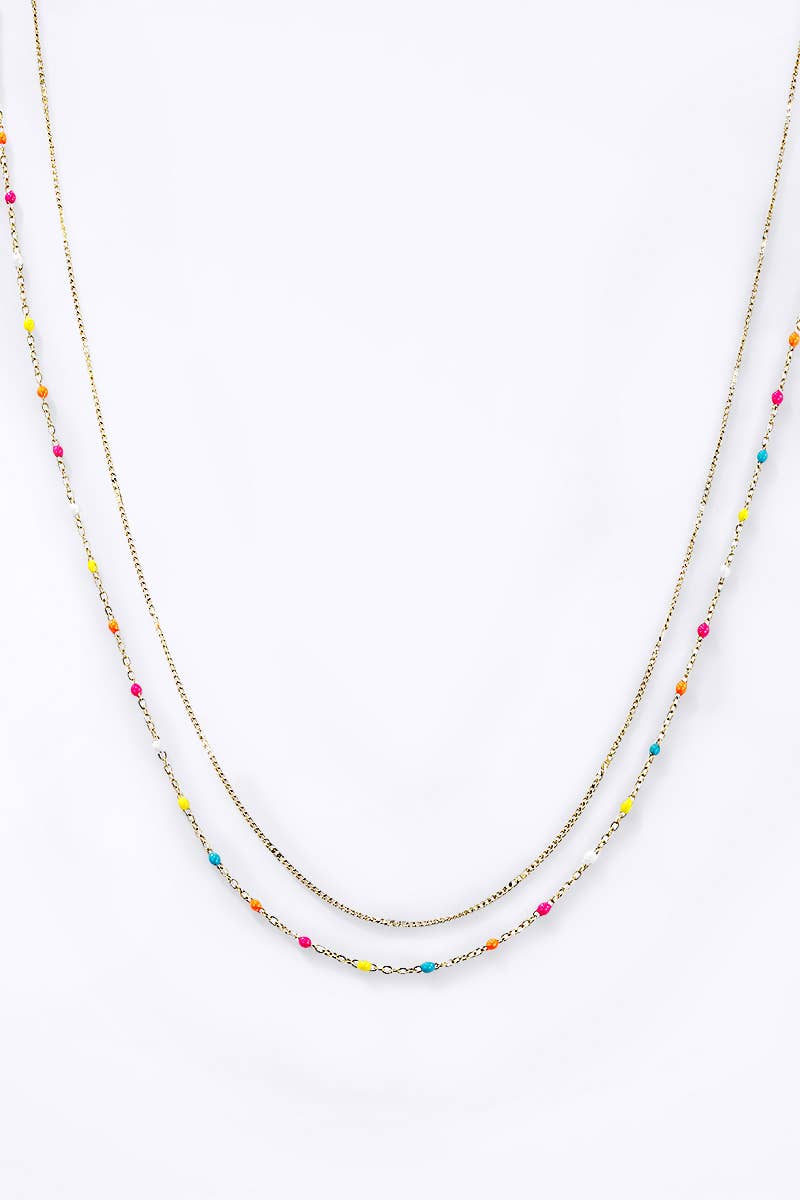Rita dubbele ketting: Goud / multi kleur