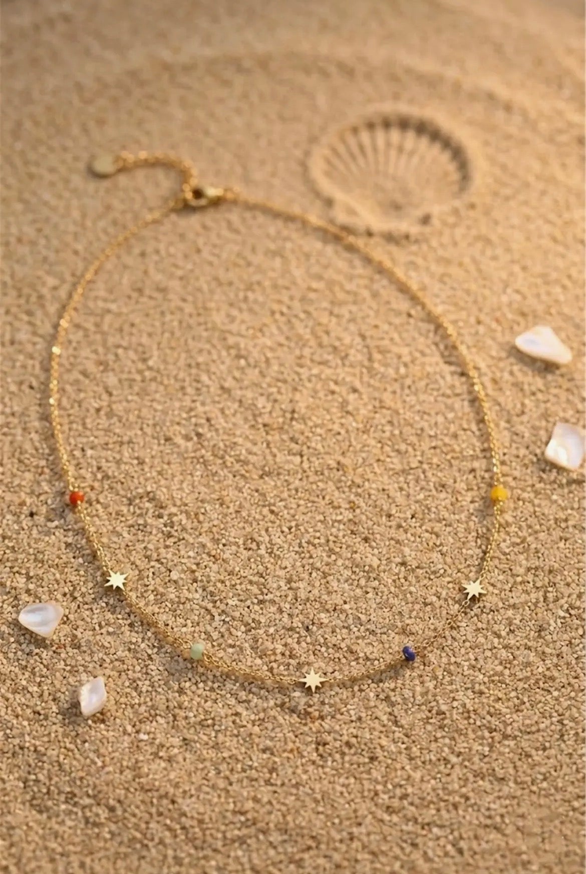 Collier étoile & perles multicolores – Good vibes only