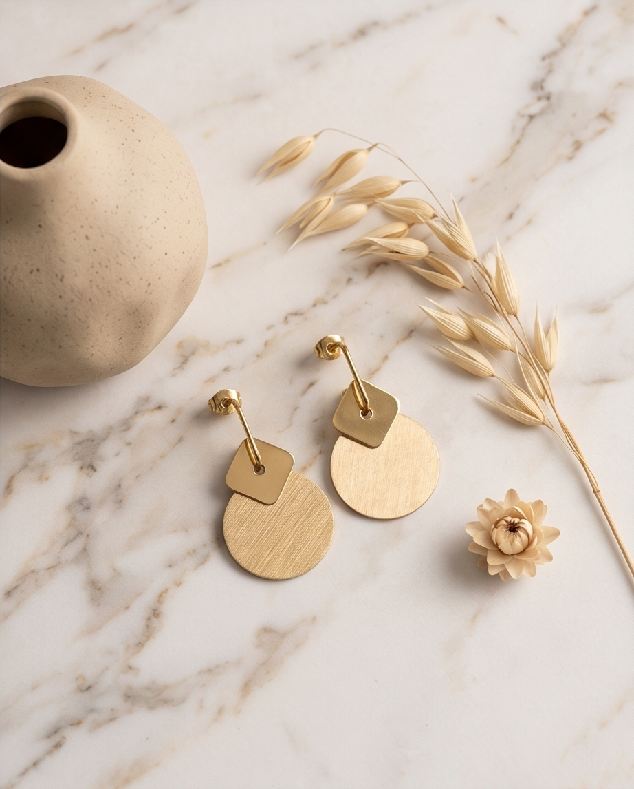 Boucles d'oreilles pendantes en acier inoxydable: doré