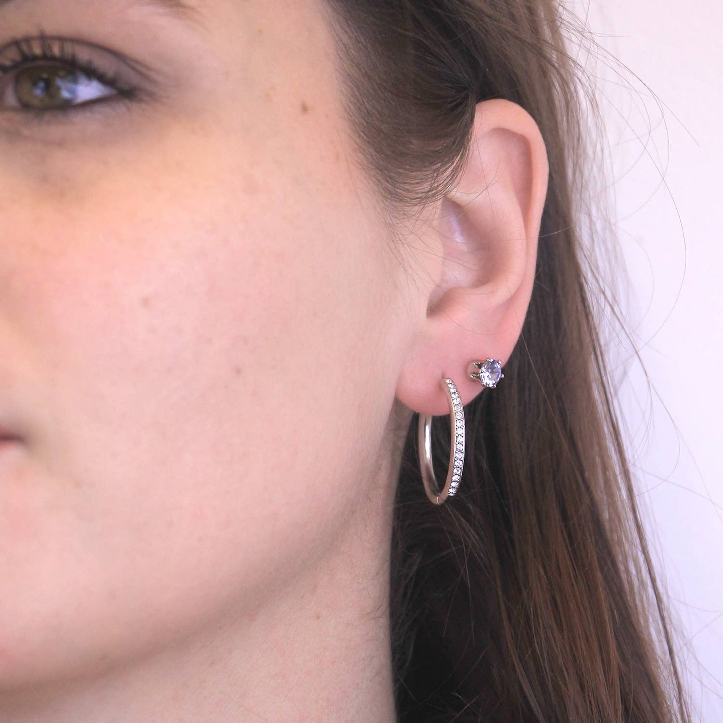 Boucles d'oreilles Avril- Argenté et Cristal