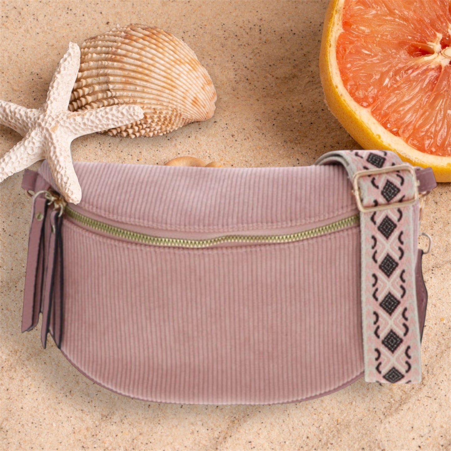 Sac banane Michelle en velours: rose