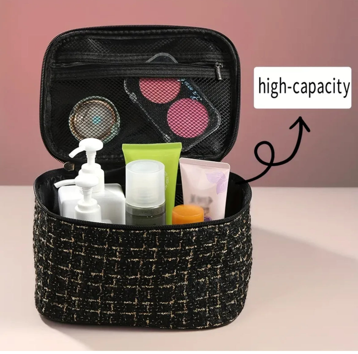 Chique zwarte make-up tas