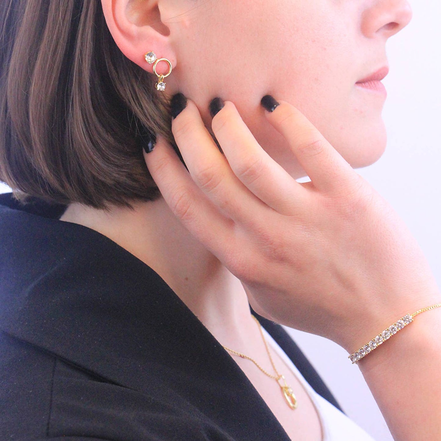 Boucles d'oreilles Octavia - Doré et Cristal