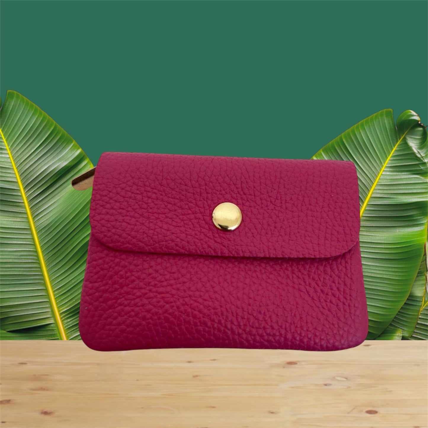 Porte monnaie en cuir Corail