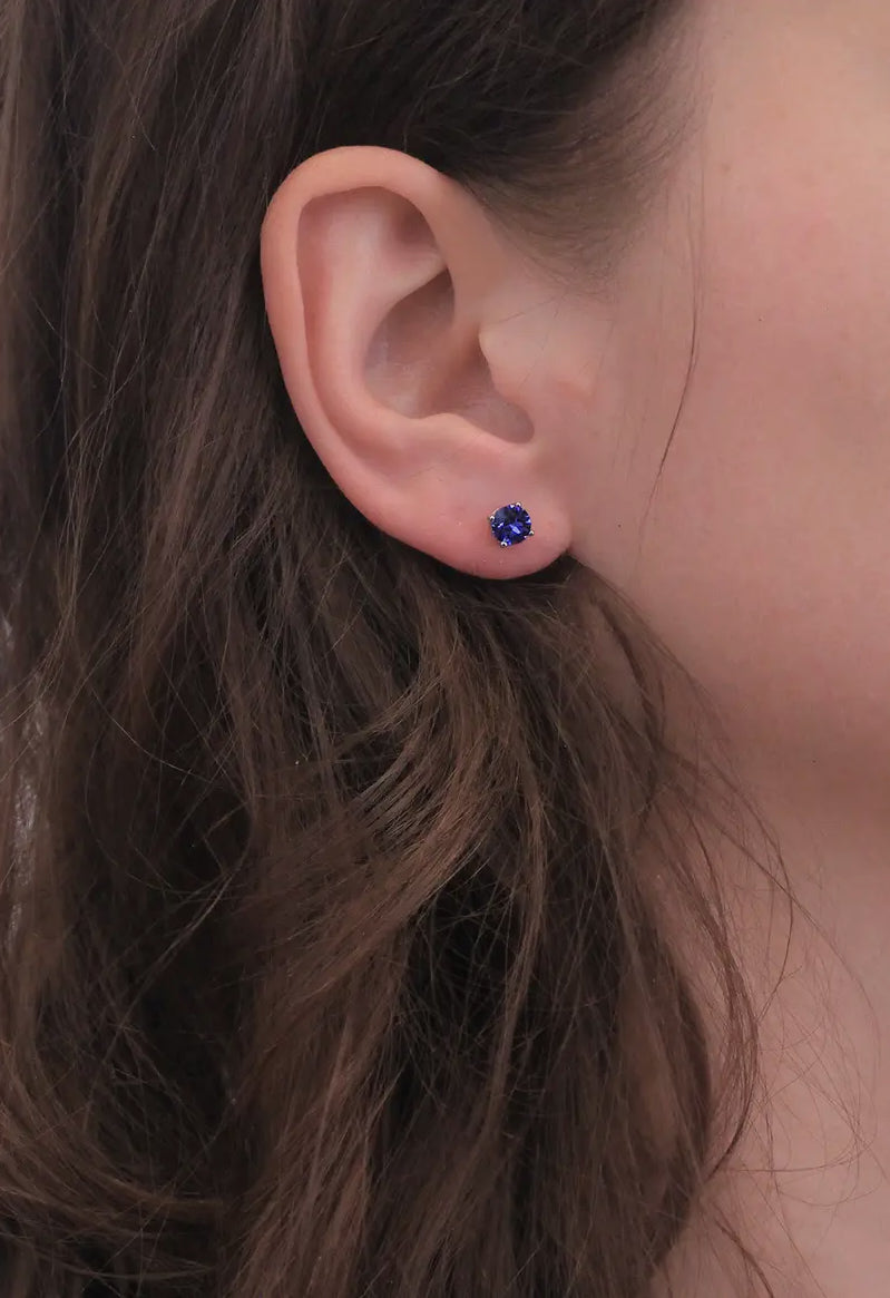 Boucle d’oreille argenté bleu marine