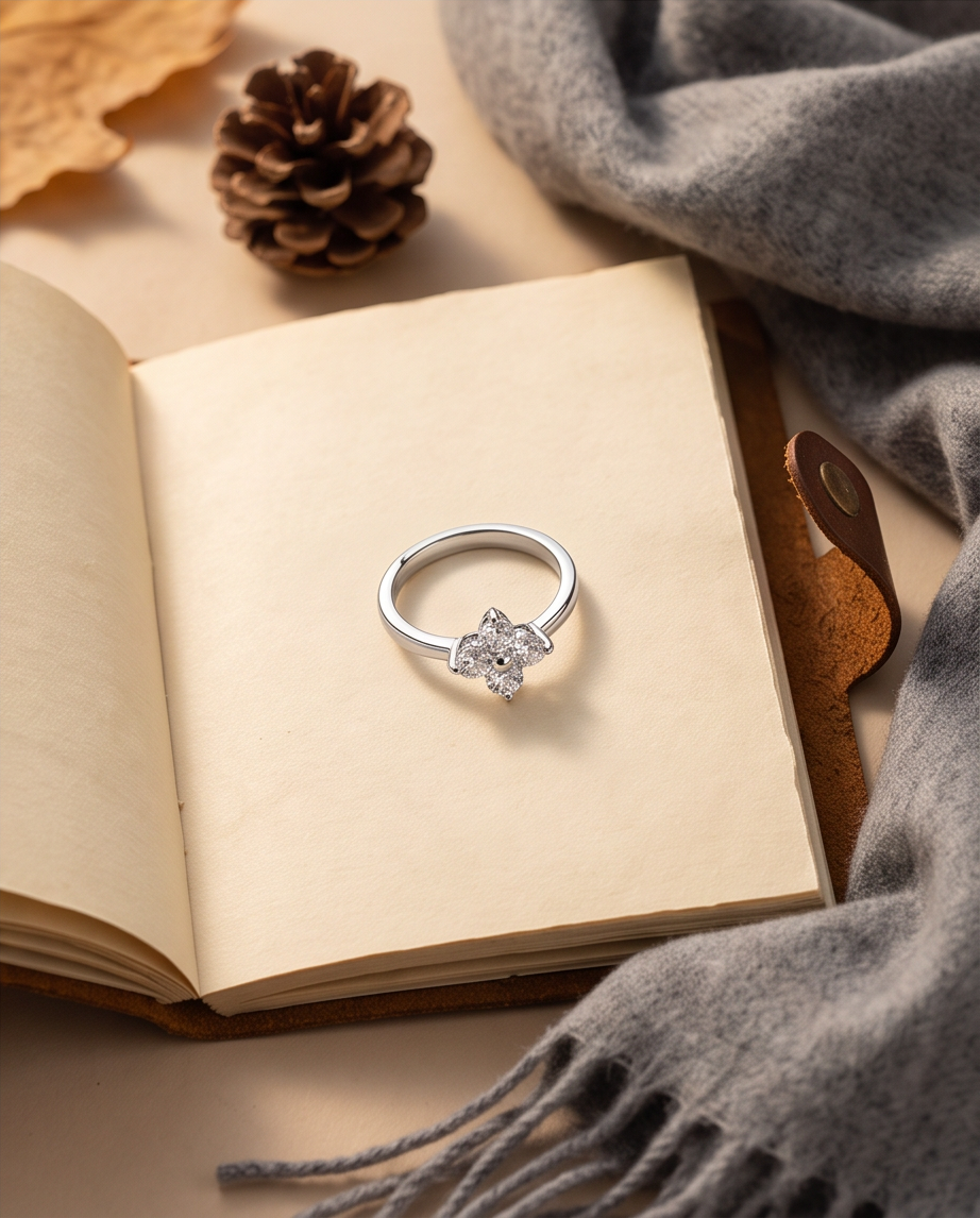 Bague Flora en acier inoxydable argentée