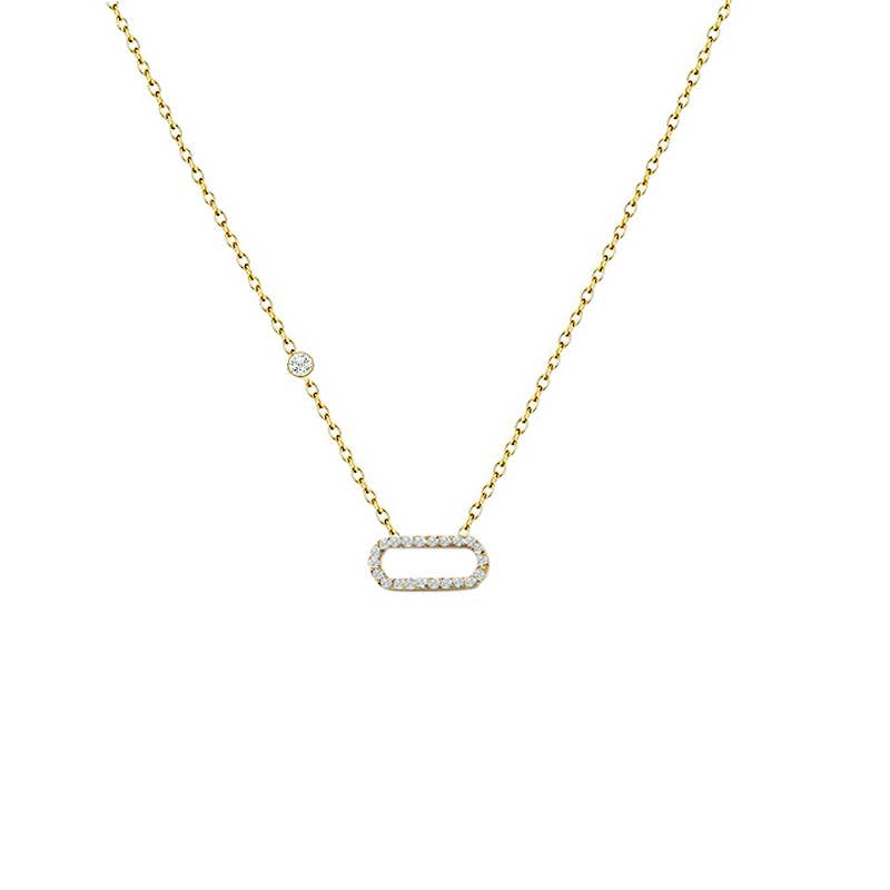 Collier Trombone avec strass: doré