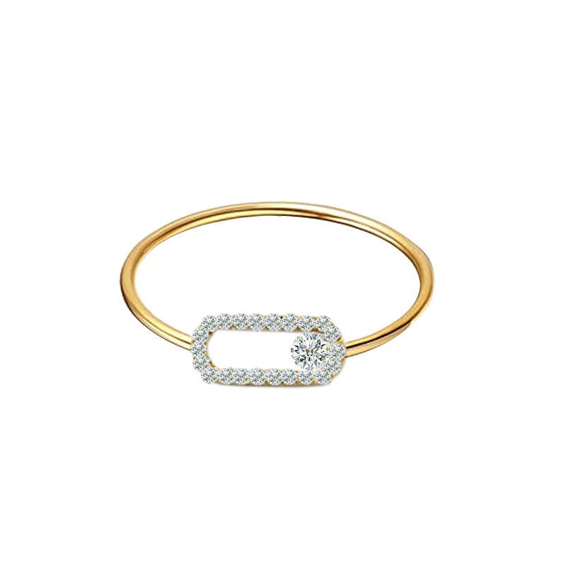Bague Trombone fine avec strass: doré