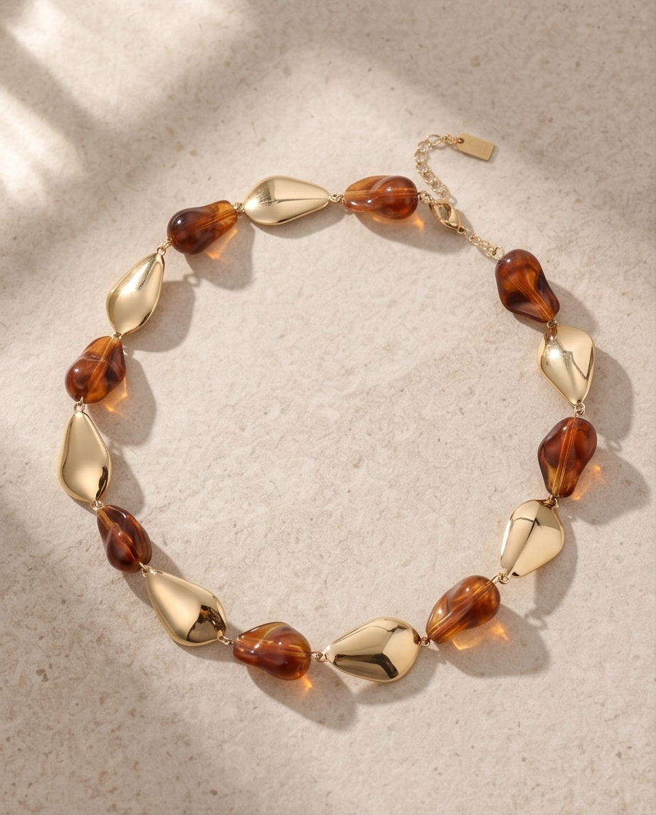 Collier Gabrielle ambre – Glow chaud & solaire