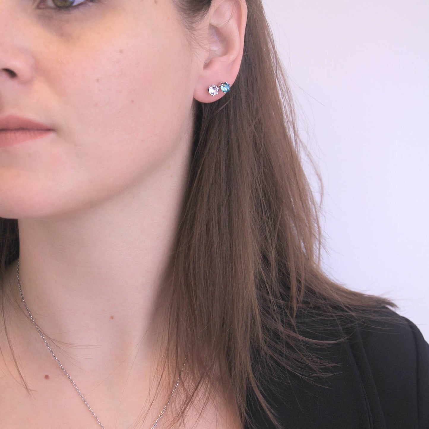 Boucles d'oreilles Mars- Argenté et Bleu clair