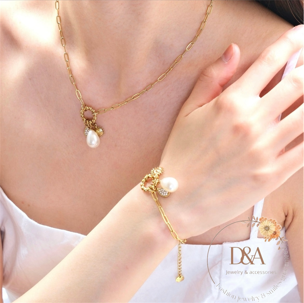 Collier chaîne perlé Runa