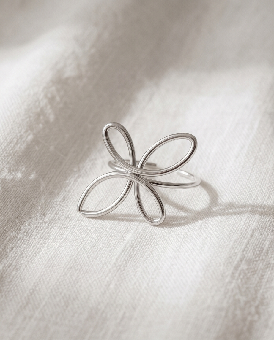 Flower Ring – adjustable stainless steel