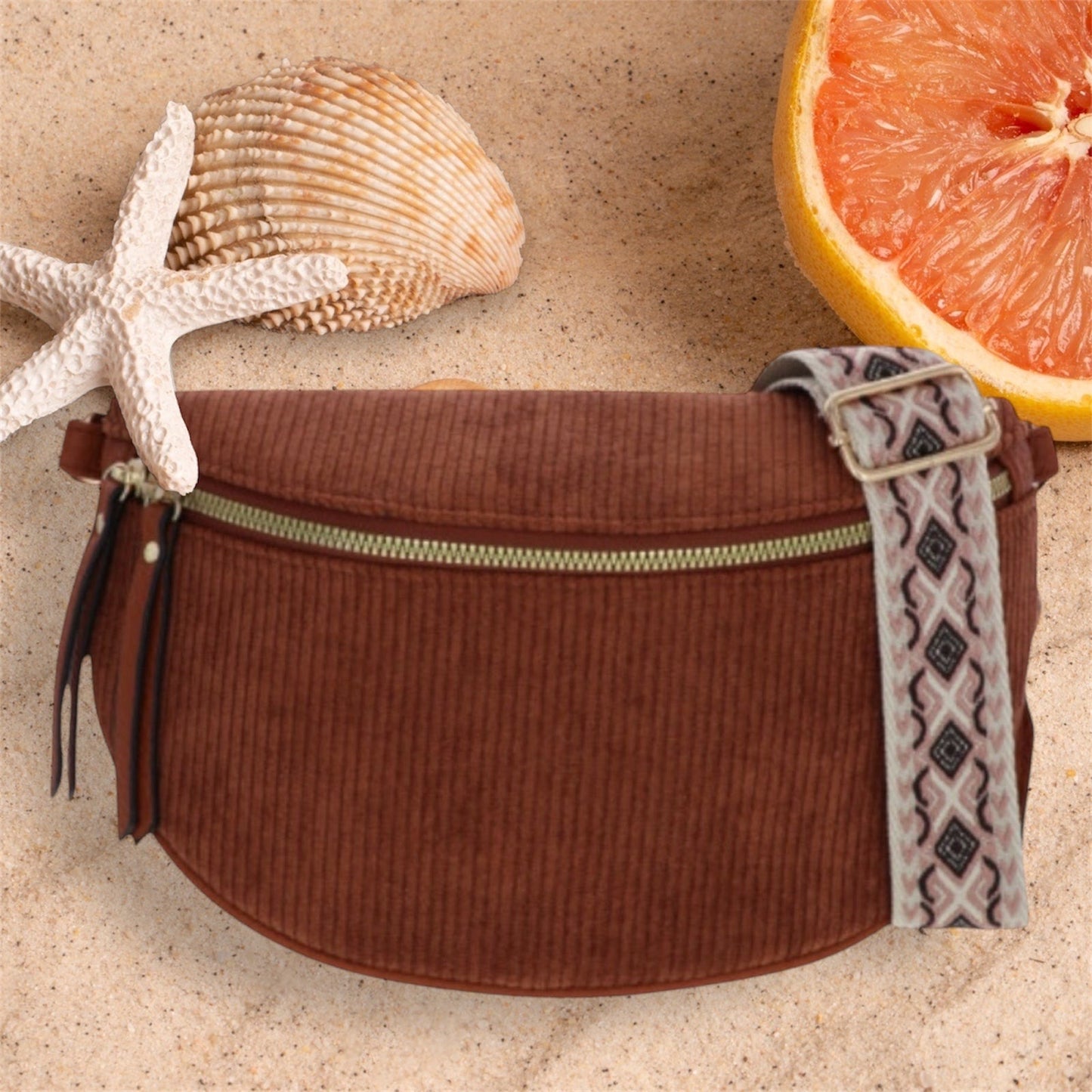 Sac banane Michelle en velours: Camel