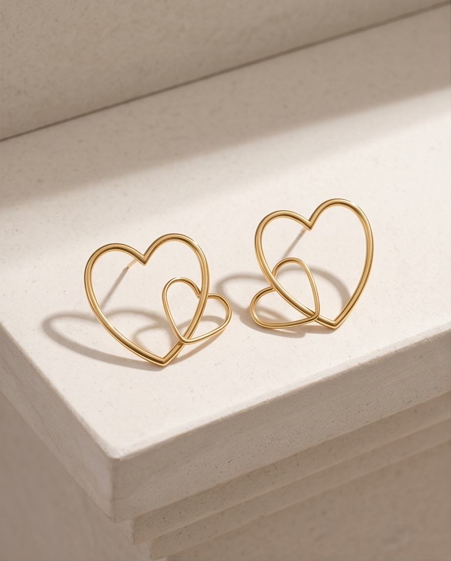 Boucles d’oreilles double cœur – Love x2