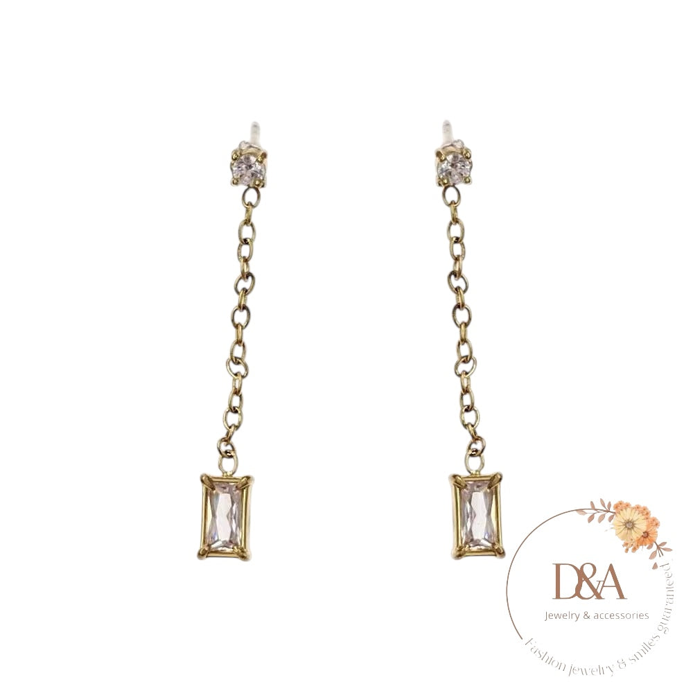 Boucles d'oreilles pendantes strass Ini: Blanc