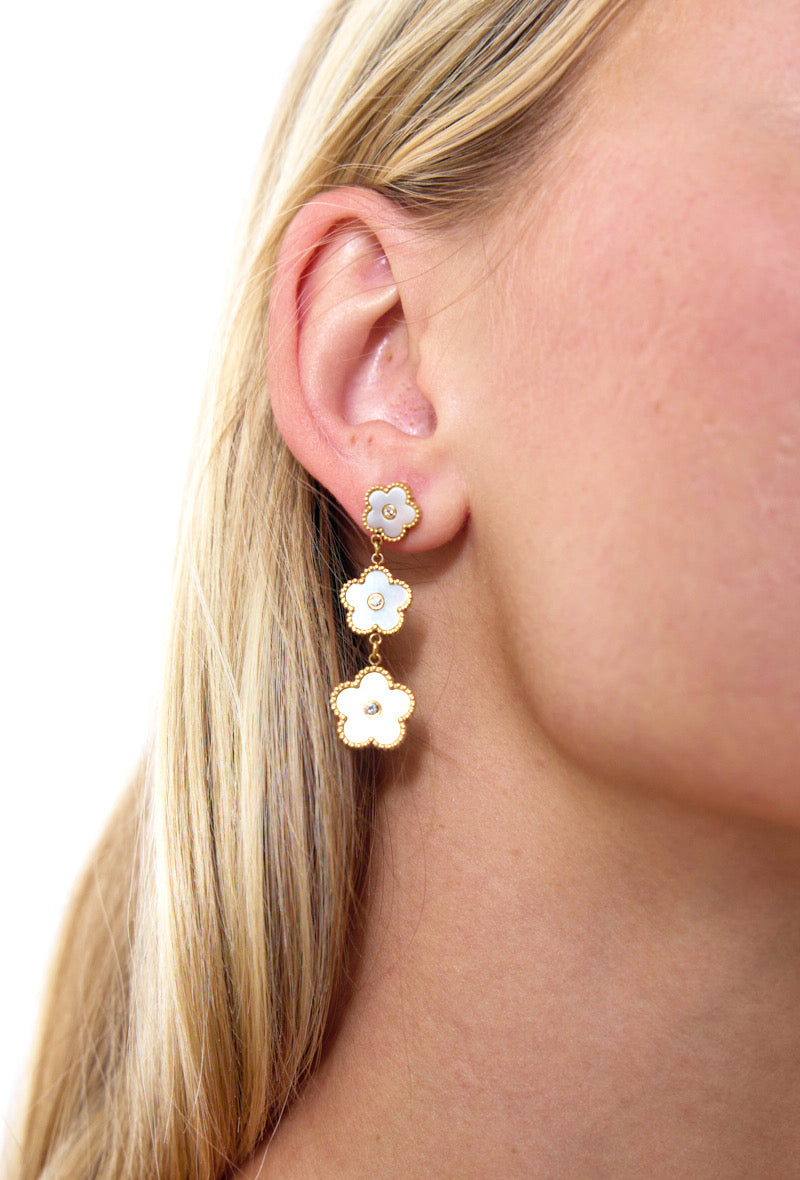 Boucles d’oreilles fleur nacré