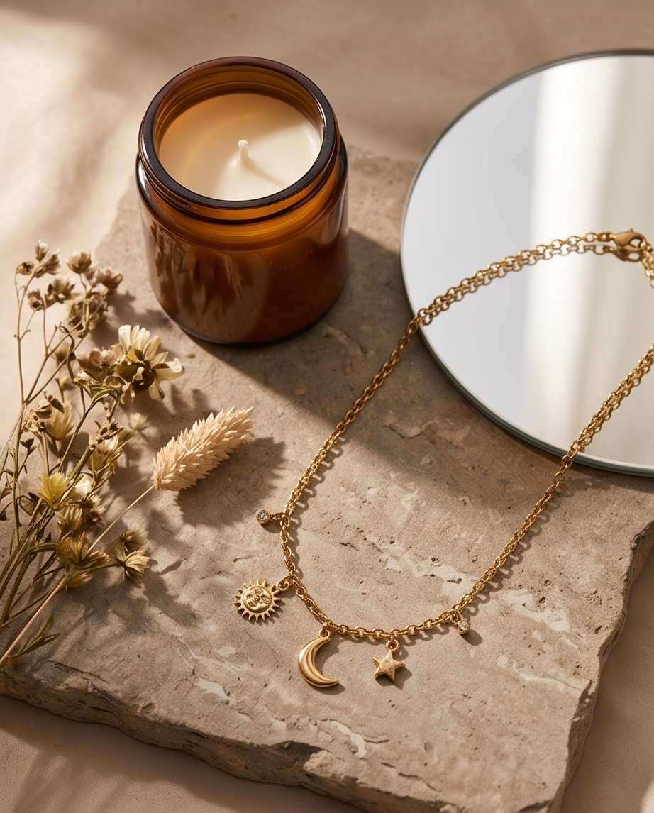 Verguld Hemels Collier van Roestvrij Staal ✨🌙