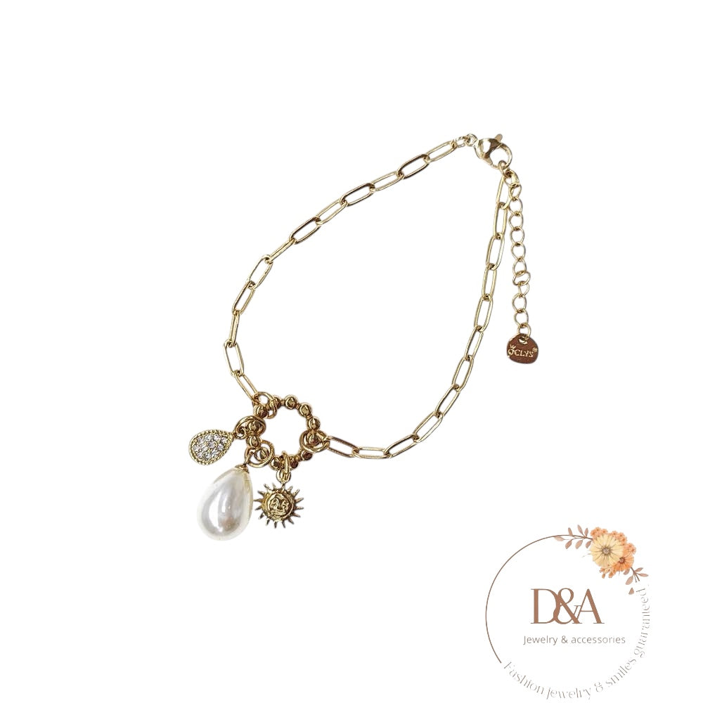 Bracelet chaine acier perlé Runa