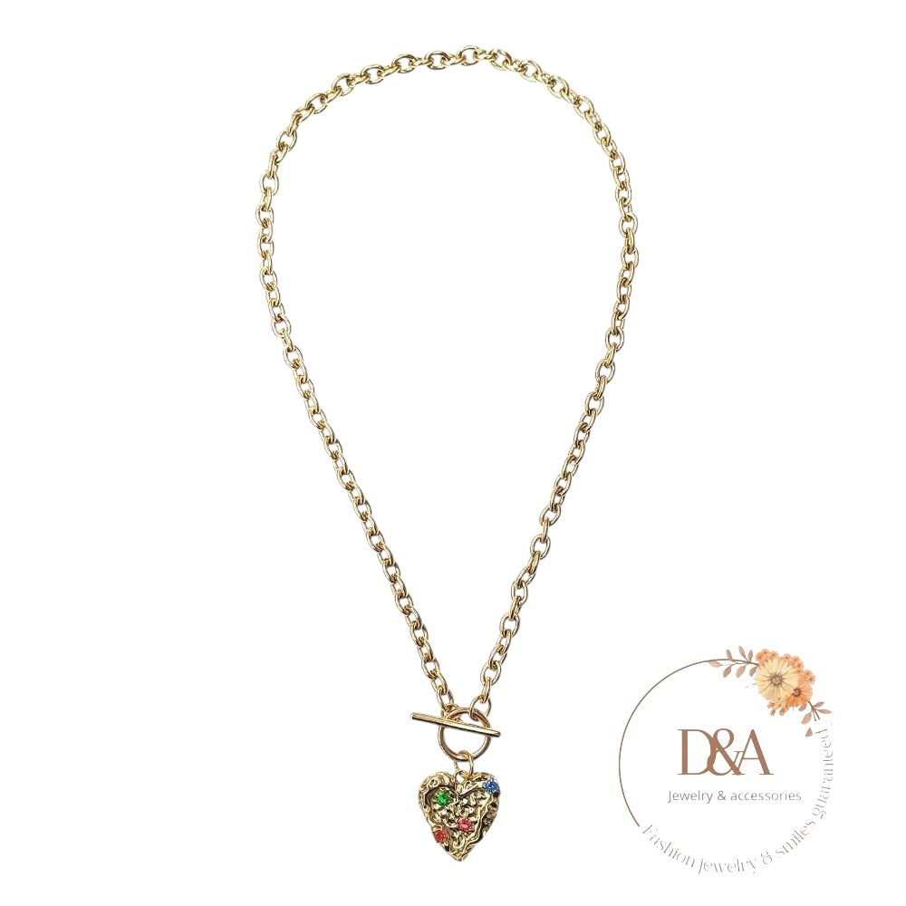 Collier cœur strass Povi: Multicolore