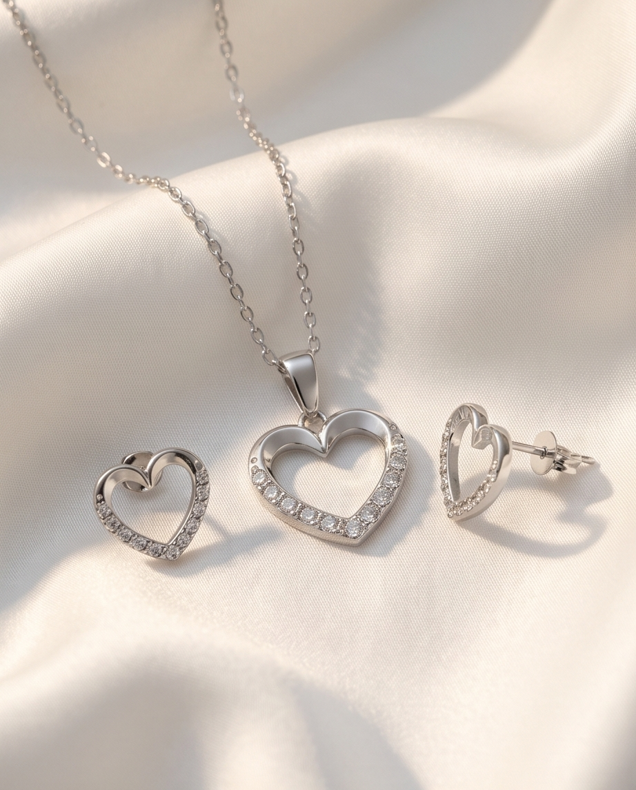 Sieradenset Love - Zilver en Kristal - Elegante zachtheid