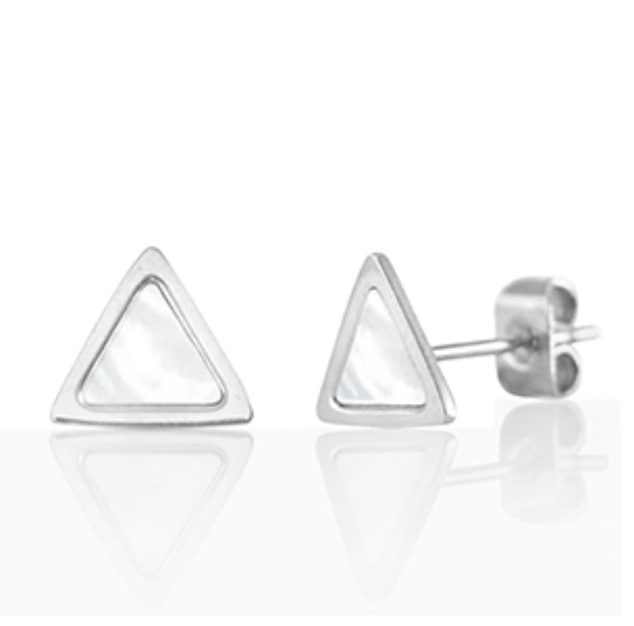 Zilveren driehoekige oorbellen