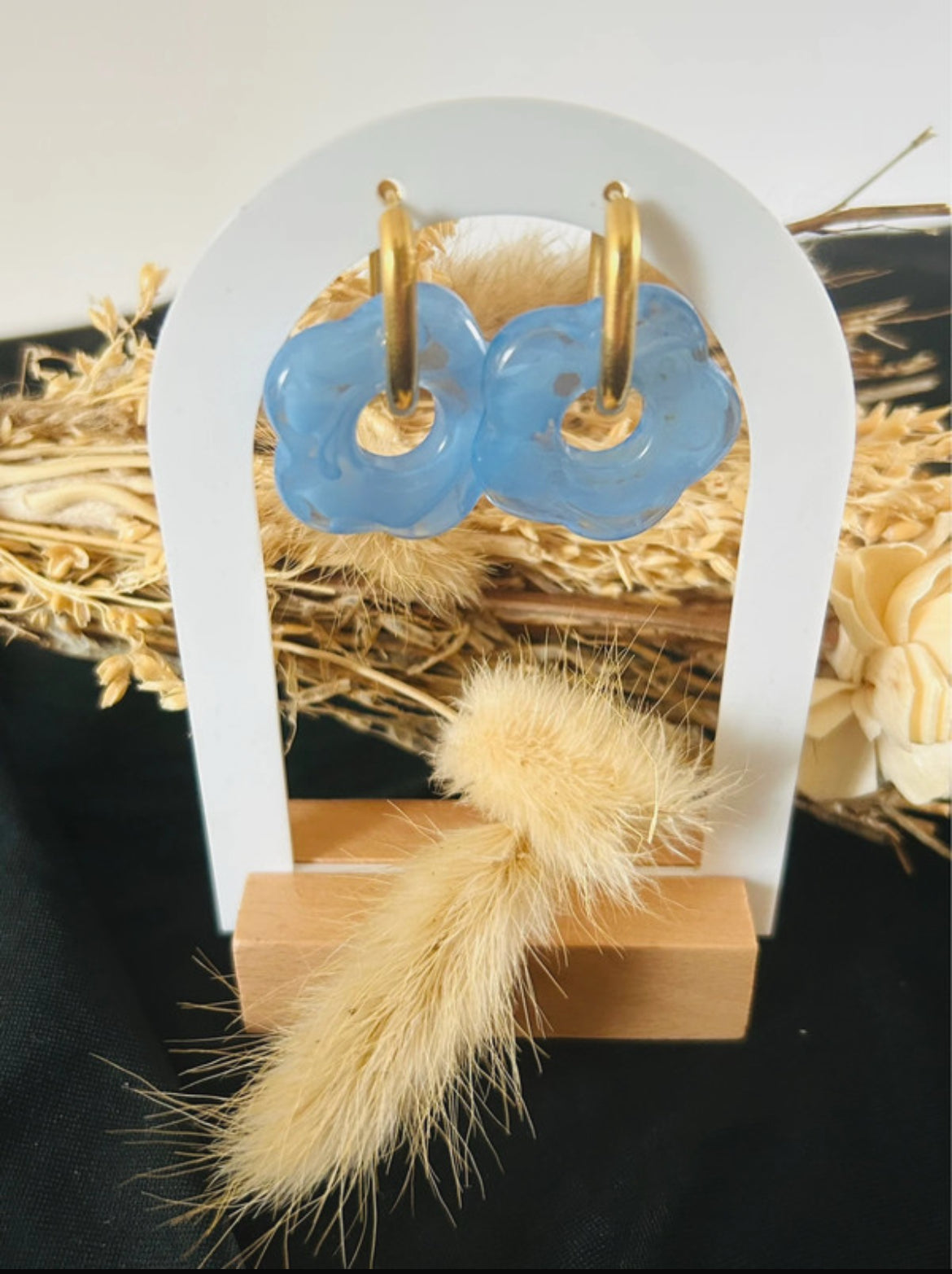 Blauwe bloem oorbellen