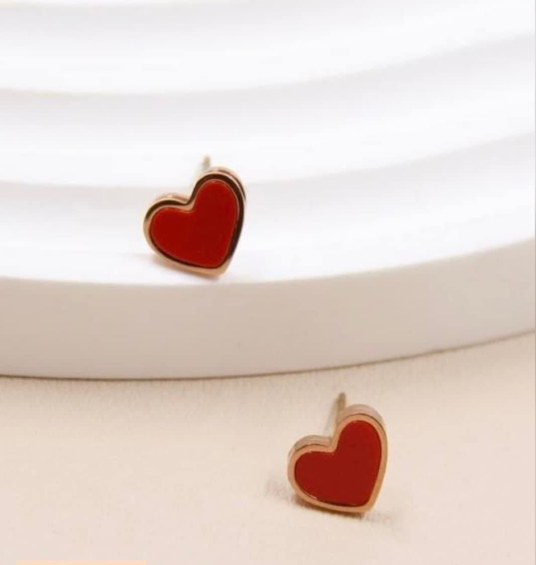 Hart oorbellen: Rood