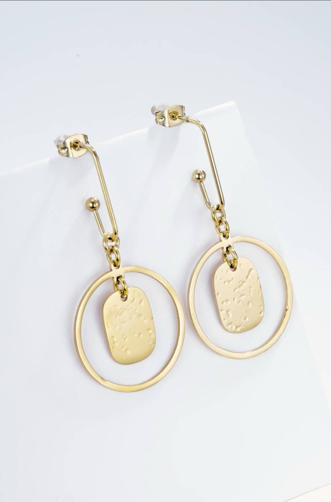 Boucles d'oreilles pendantes en acier inoxydable : Or