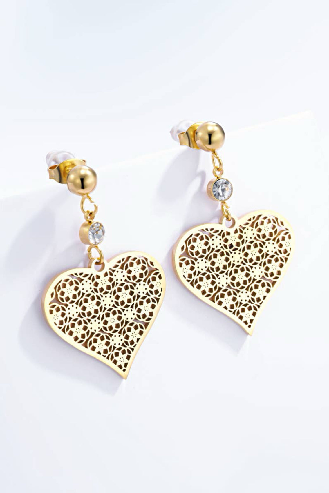 Boucles D'Oreilles Pendantes En Forme De Cœur En Acier