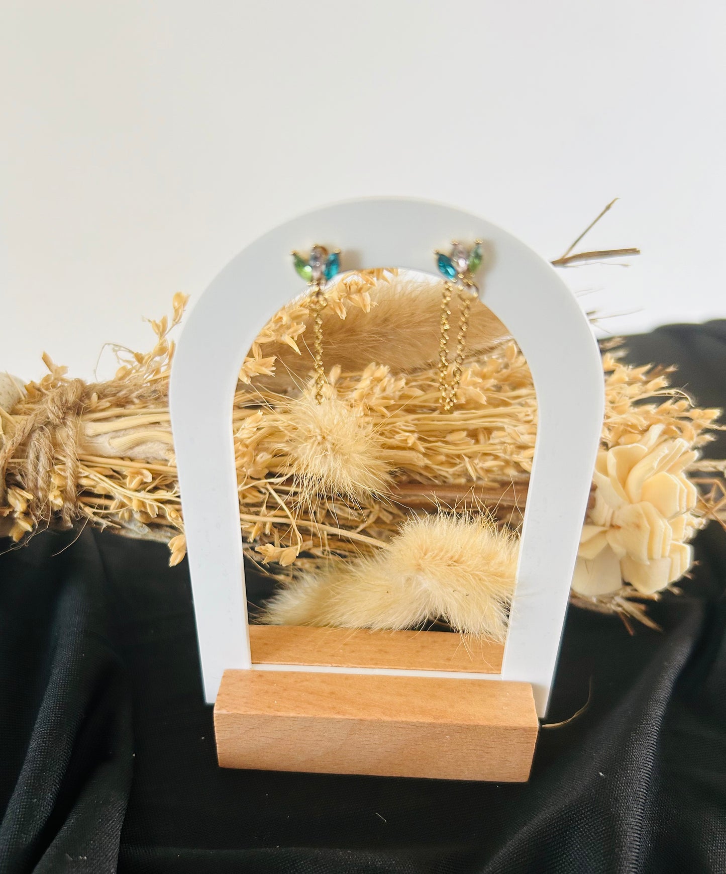 Boucles d’oreilles forme fleur et chaîne