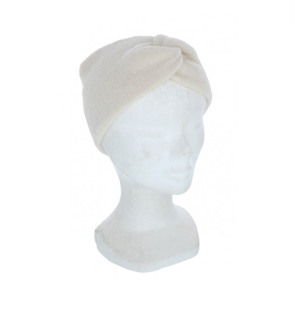 GEDRAAIDE SHERPA-HOOFDBAND: Wit