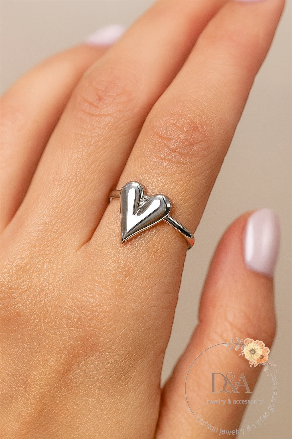 Bague cœur argenté