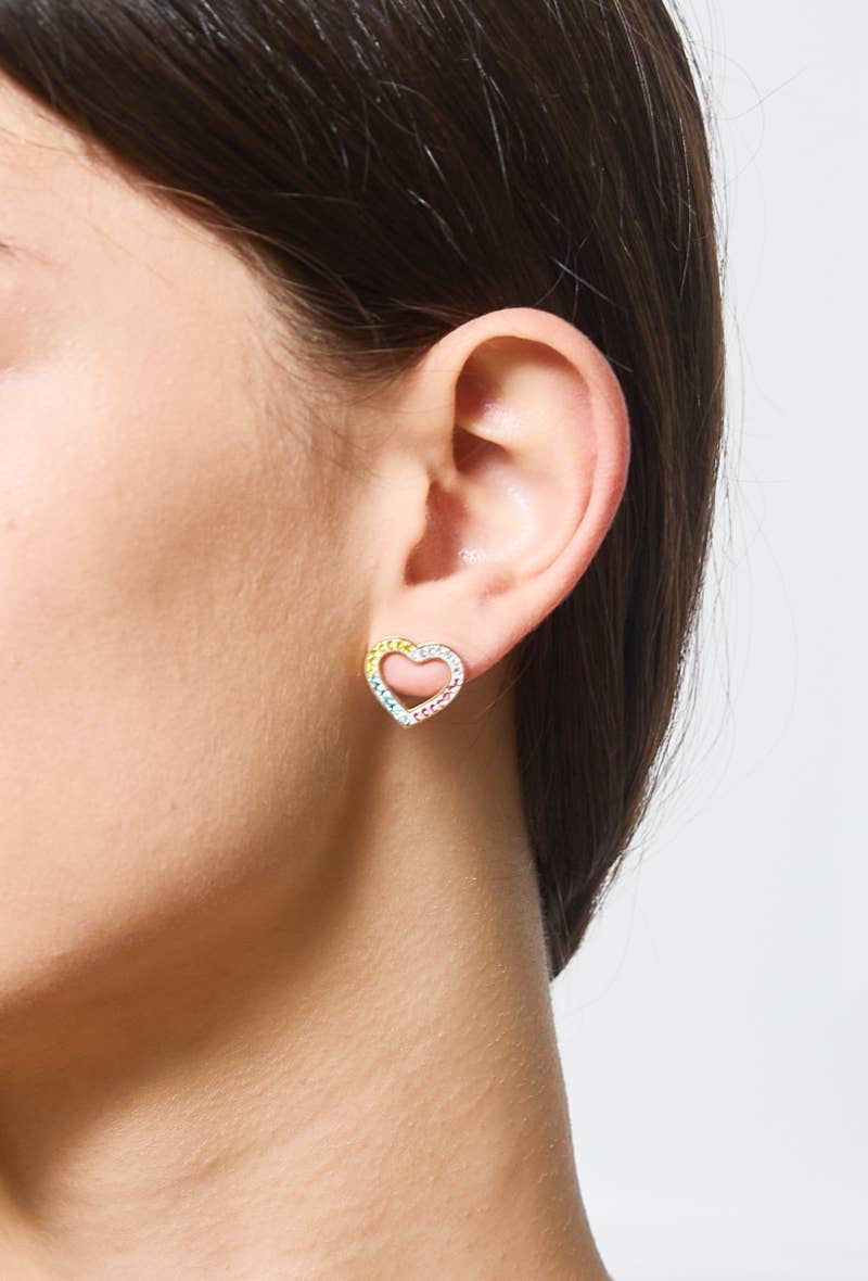 Tilly strass hart oorbellen: Goud