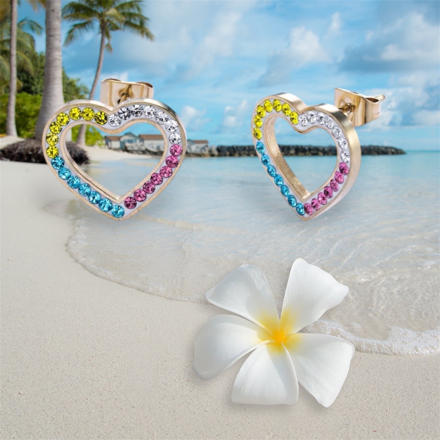 Boucles d'oreilles Tilly cœur strassées : Or