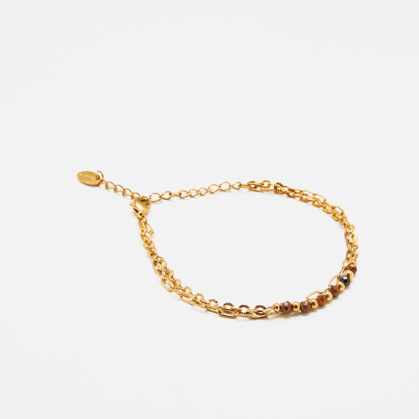 Armband met meerdere strengen en stenen kralen - juli: Tijgeroog