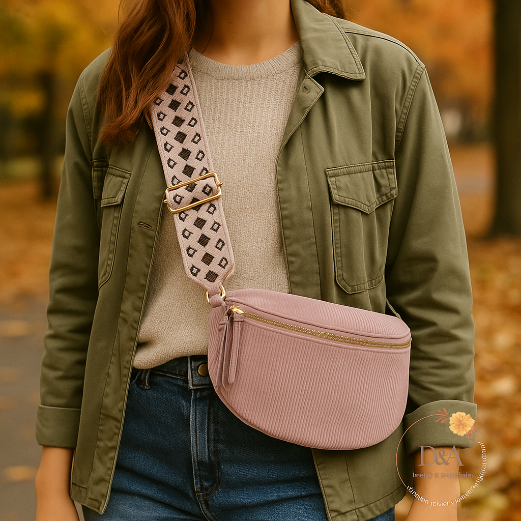 Sac banane Michelle en velours: rose