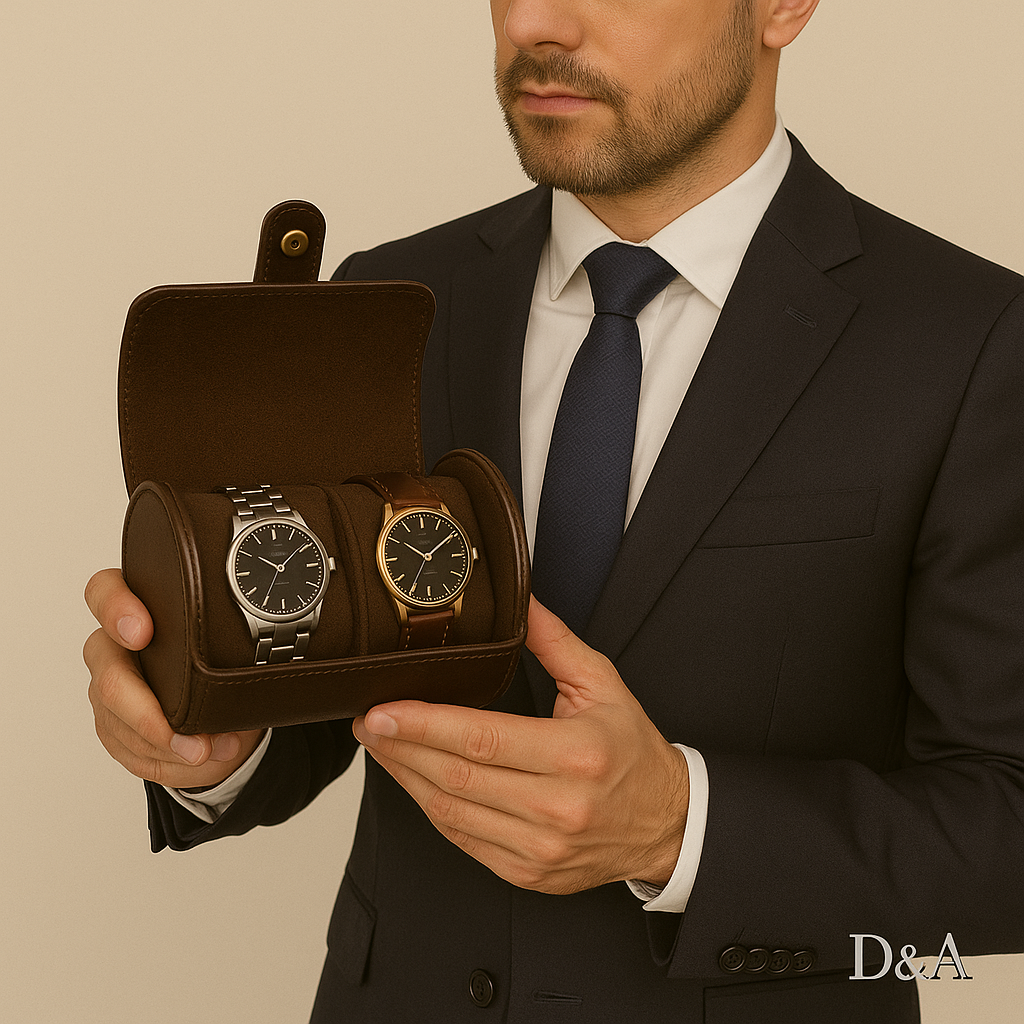 Boîte à montres en cuir brun