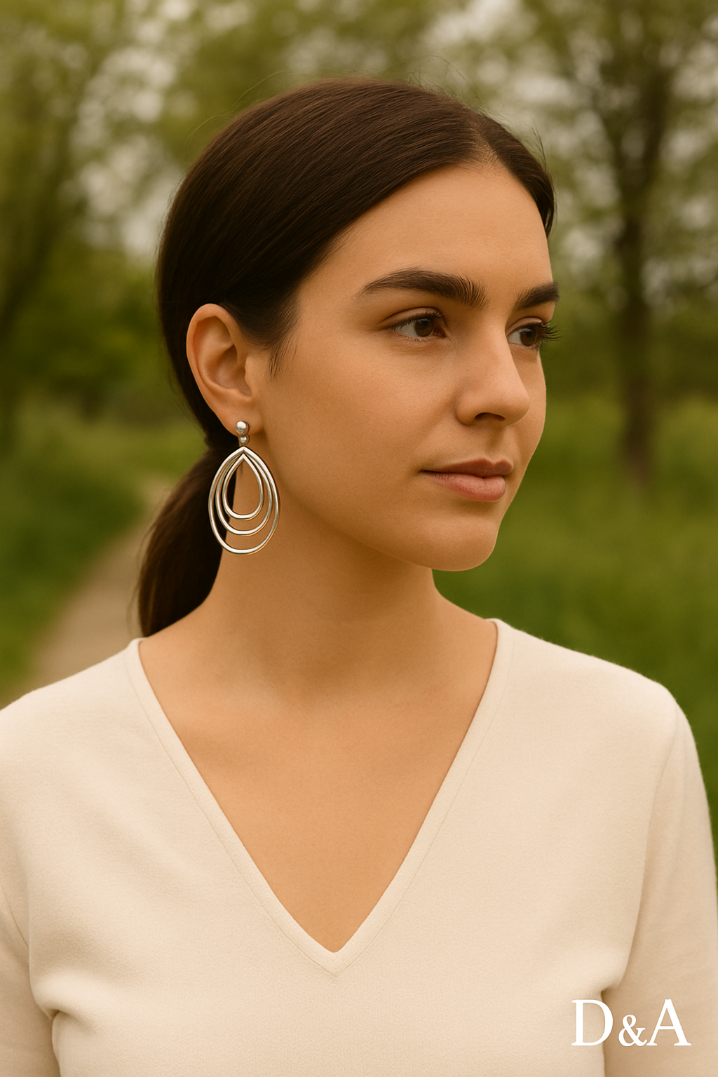 Boucles d'oreilles pendantes cercles - Élise: Argent