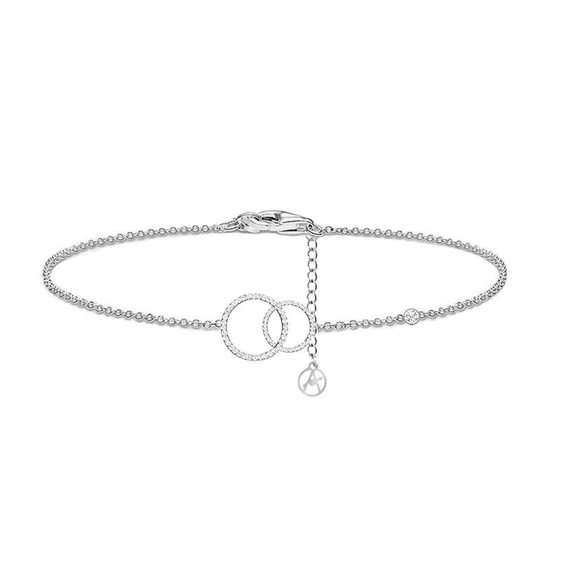 Bracelet Lulu double cercle en strass : doré
