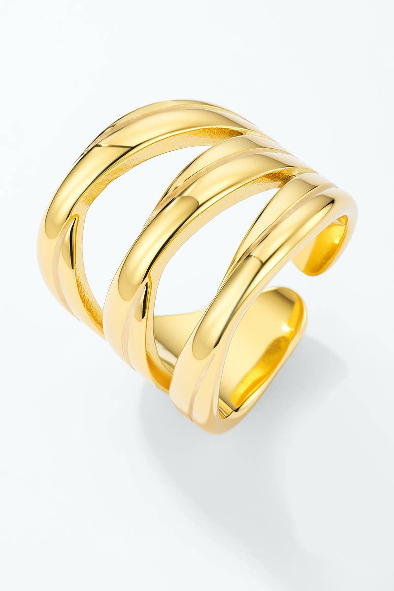 Bague Harmonie multi-rangs en acier inoxydable doré
