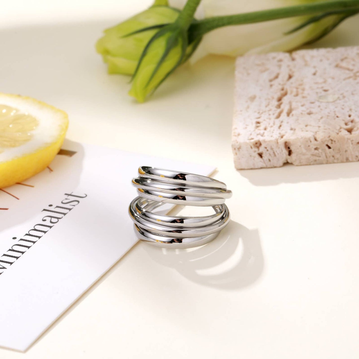Bague en acier inoxydable - Katya: Argent