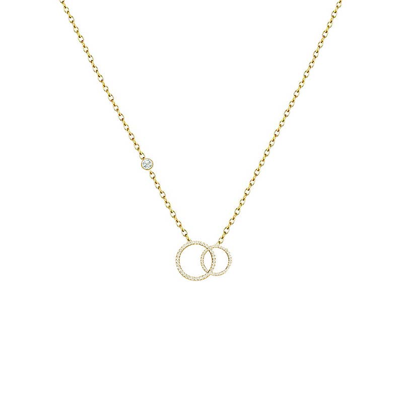 Collier Lulu double cercle et avec strass: argenté