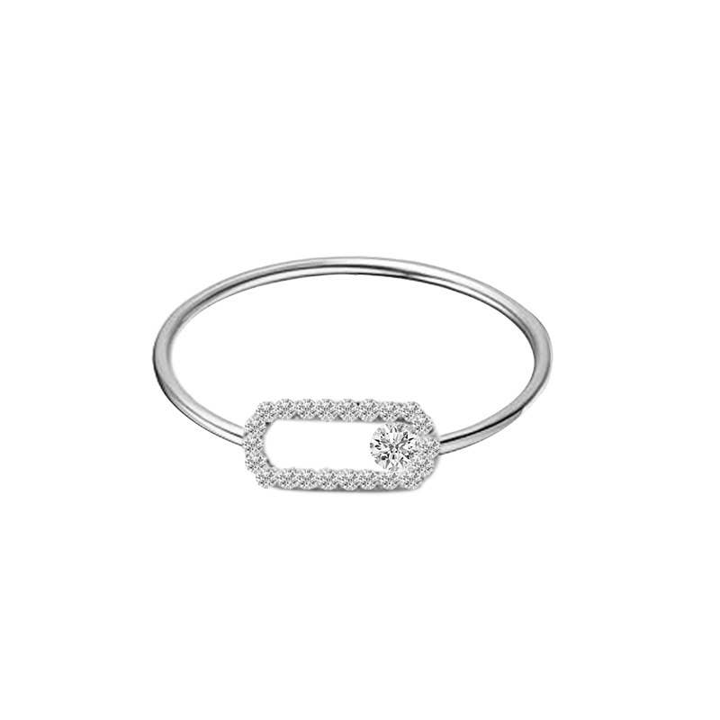 Bague Trombone fine avec strass: doré