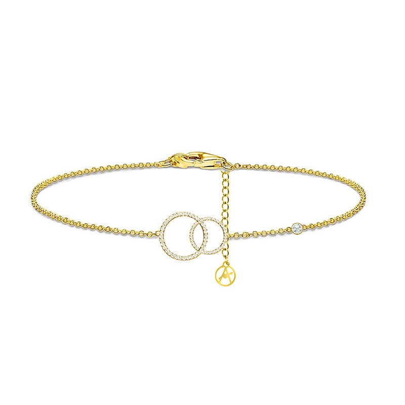 Bracelet Lulu double cercle en strass : doré
