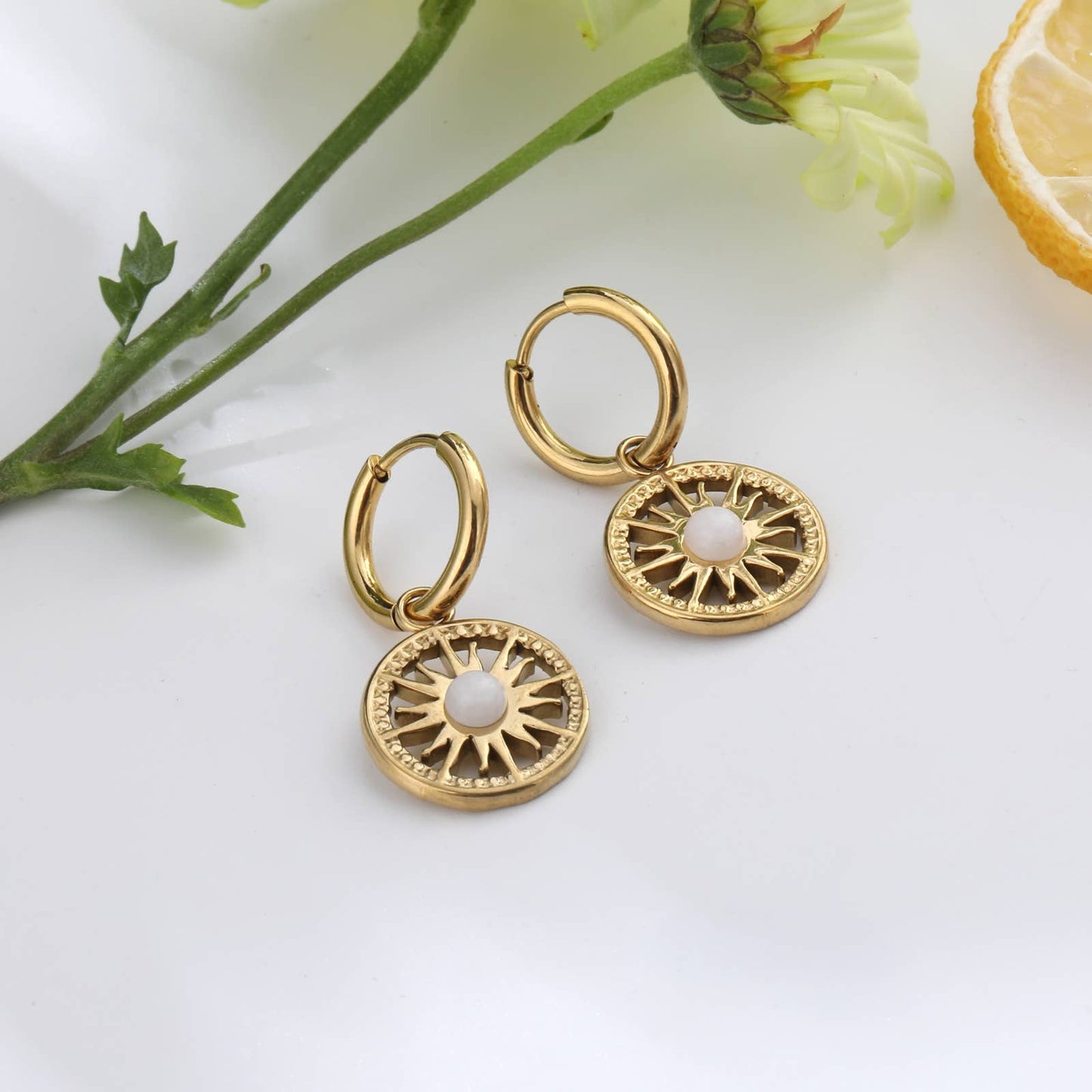Boucles d'oreilles - Ophélie: Agate blanche